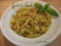 Fusilli alla carbonara con pesto
